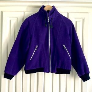 Vintage Saxton Hall Purple Wool Blend Zip Up Bomber Jacket Size Small